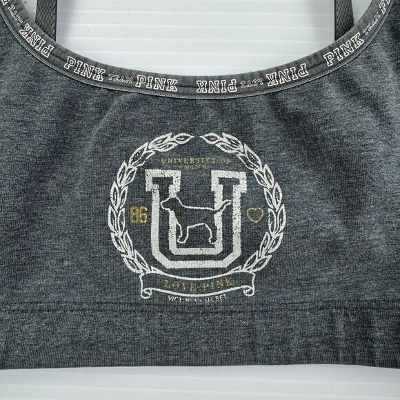 Victoria’s Secret PINK Team Gray Sports Bra Bralette Small Adjustable Straps - Picture 3 of 8